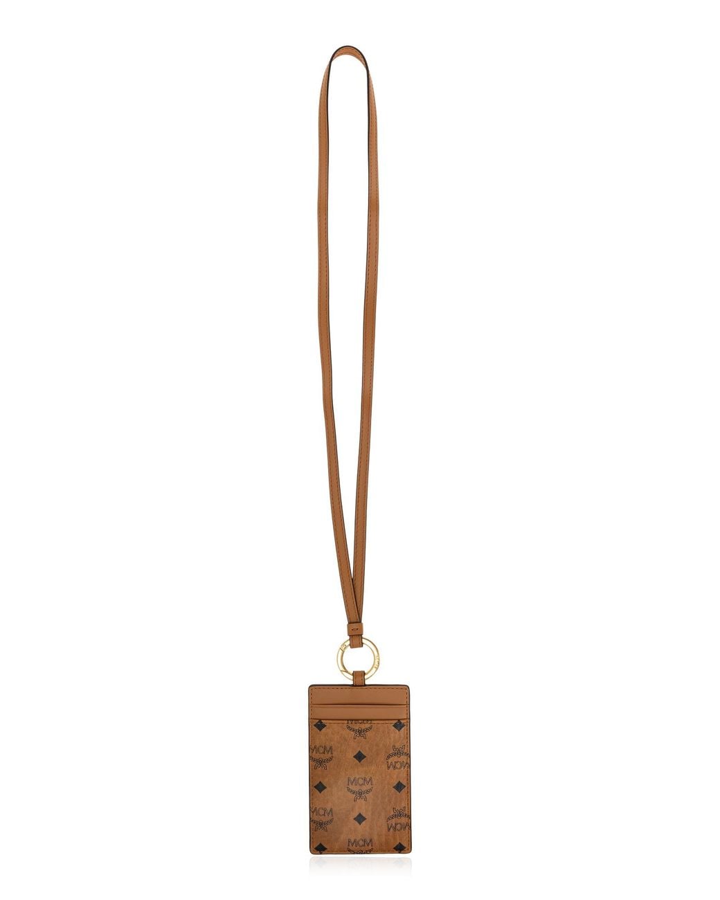 MCM Brown Card Holder With Lanyard