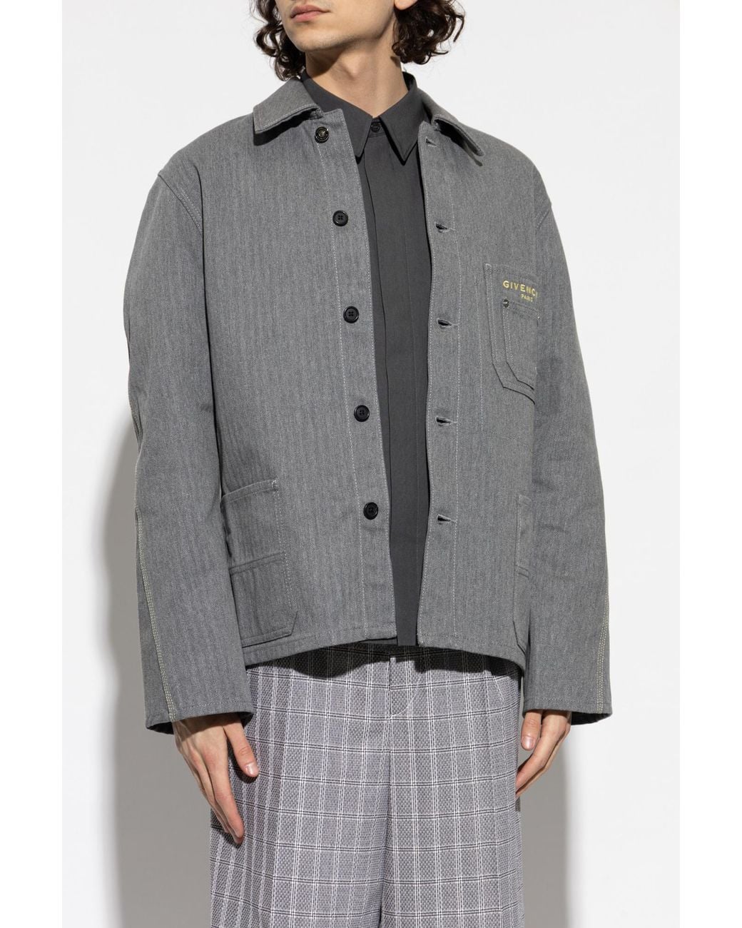 Givenchy Gray Denim Jacket With Logo for men
