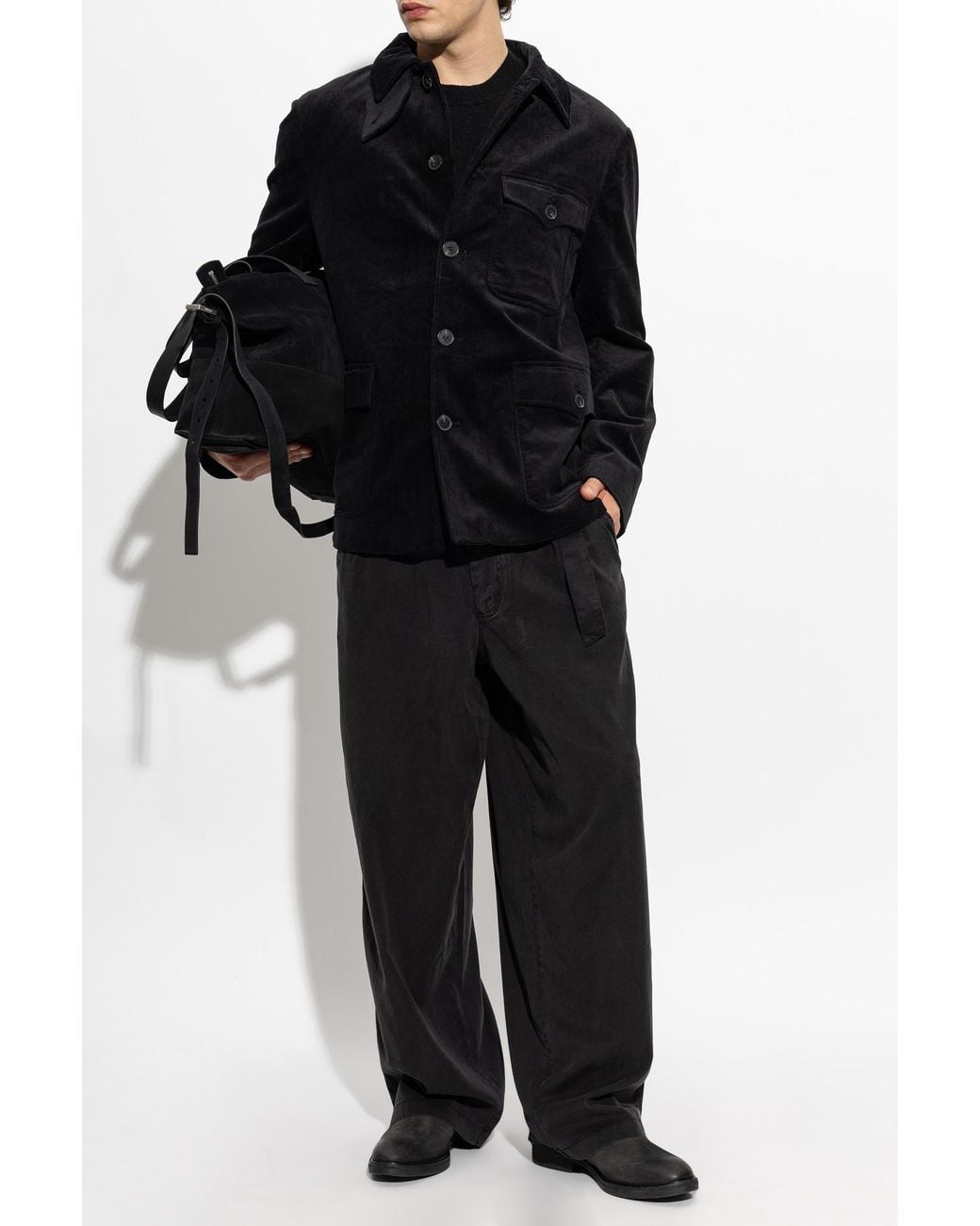 AllSaints Black 'Eden' Corduroy Jacket for men