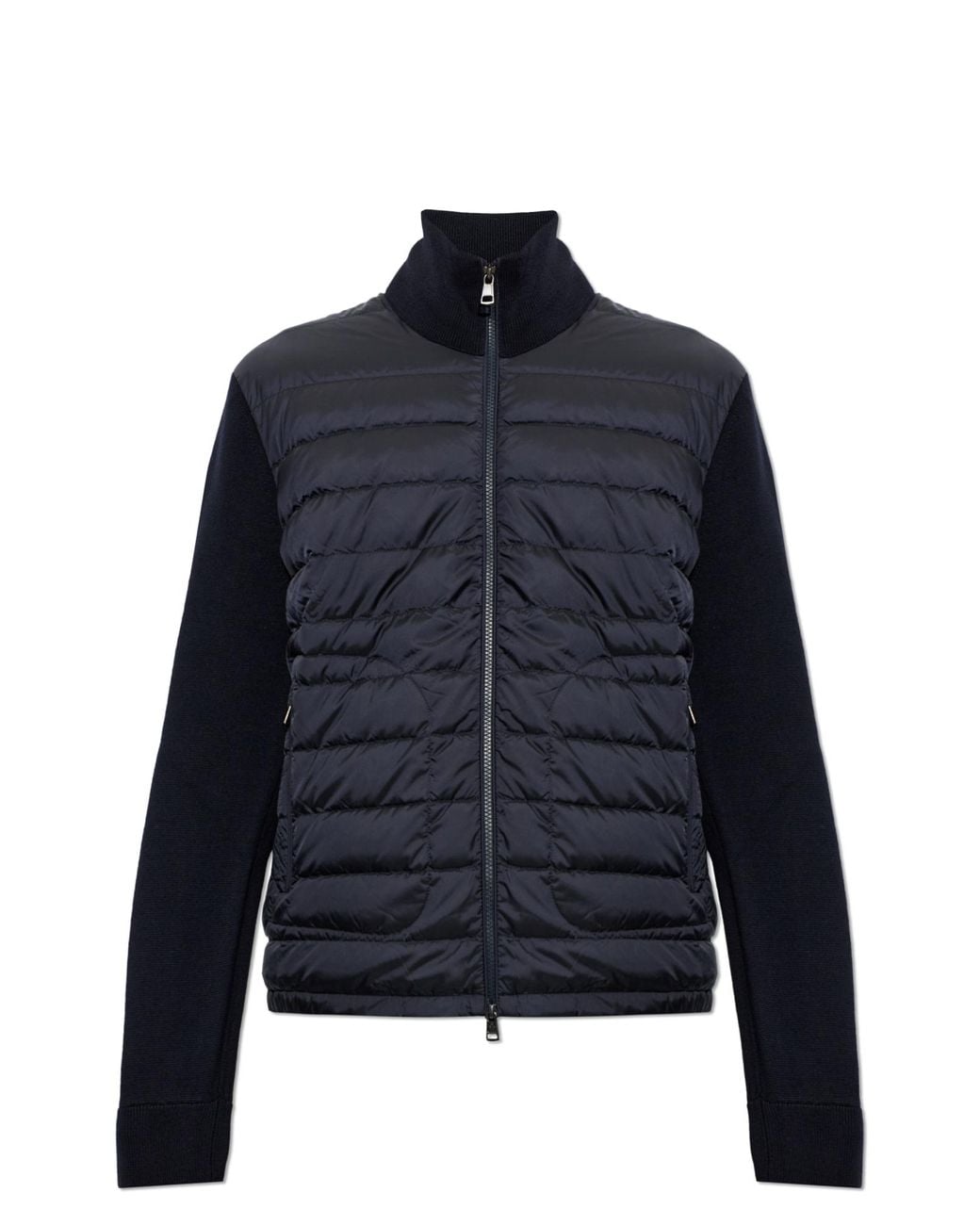 Moncler Blue Cardigan With Quilted Front for men