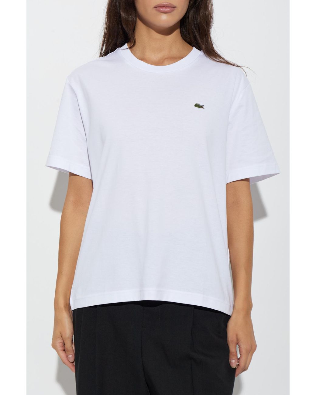 Lacoste White T-Shirt With Logo Patch
