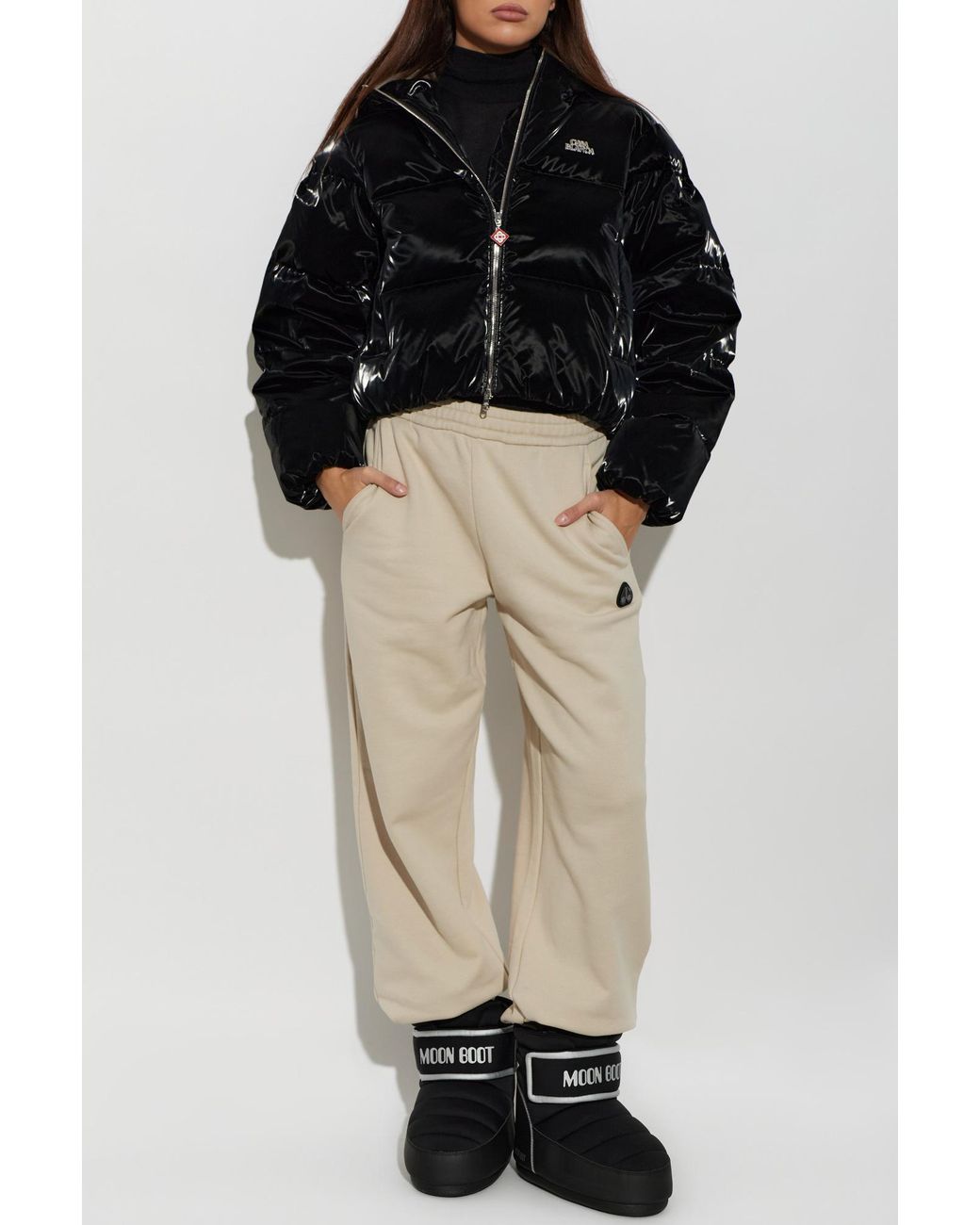 Moose Knuckles Black Track Pants With Logo Patch
