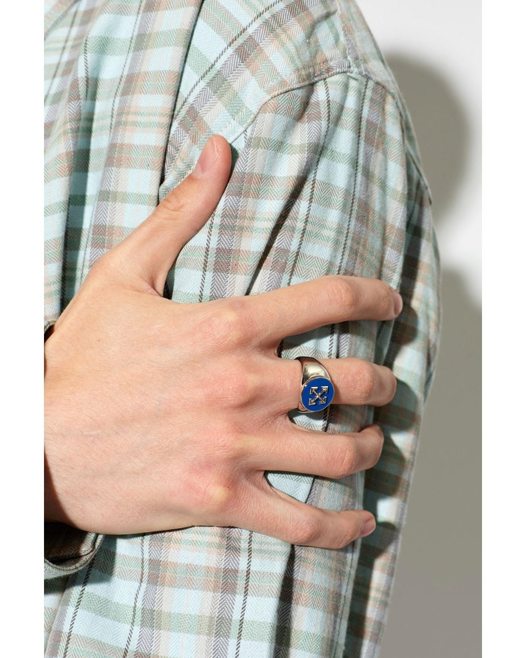 Off-White c/o Virgil Abloh Blue Brass Signet Ring for men