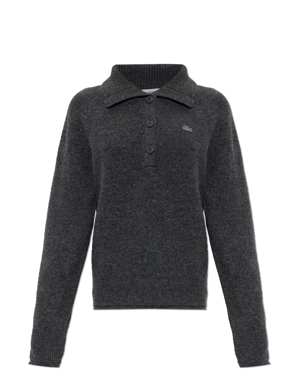 Lacoste Black Wool Long-Sleeve Polo Sweater