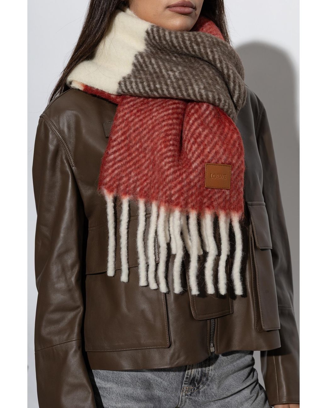 Loewe Red Fringed Scarf
