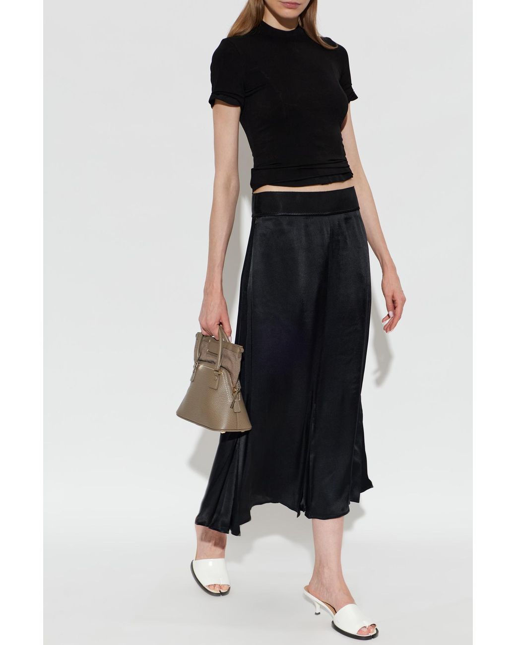 Maison Margiela Black Satin Skirt