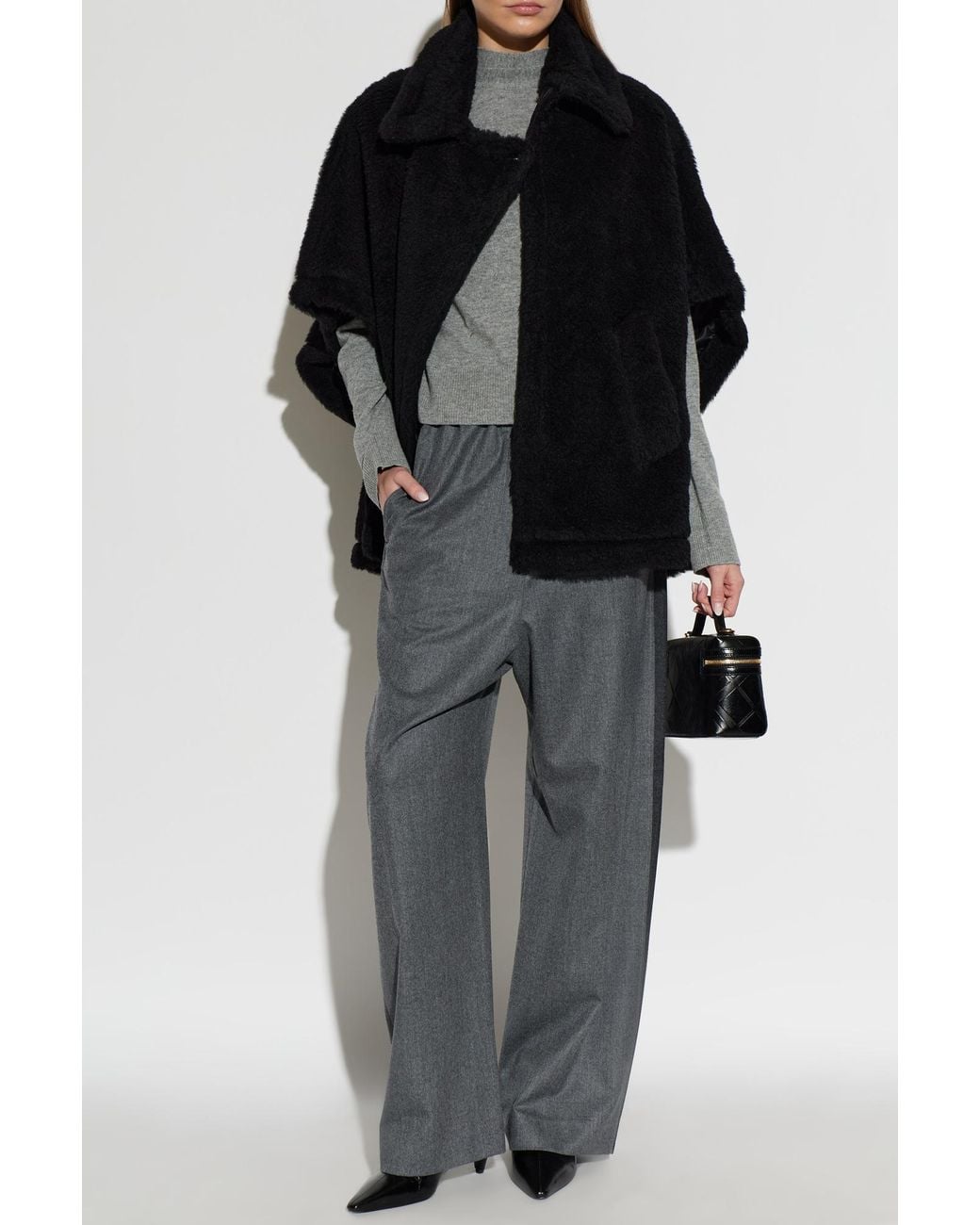Max Mara Black Wool Poncho 'Tebe'