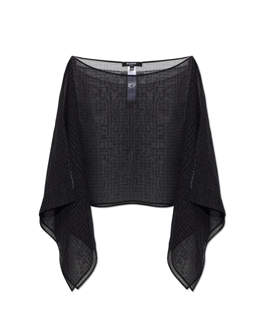 Balmain Black Silk Beach Poncho