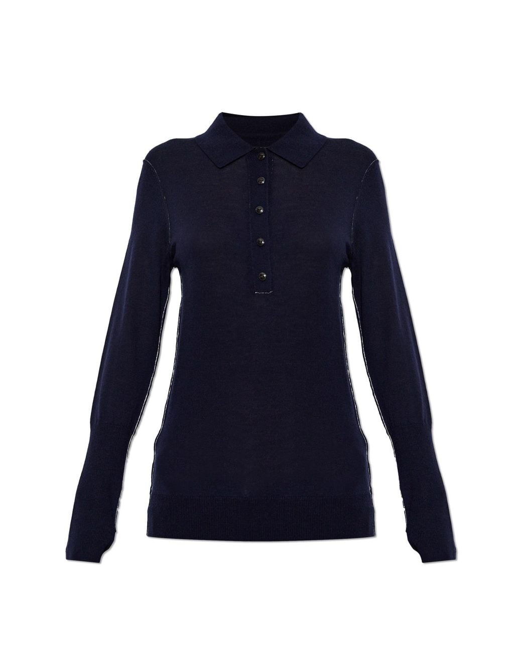 AllSaints Blue Wool Polo Sweater 'Martel'