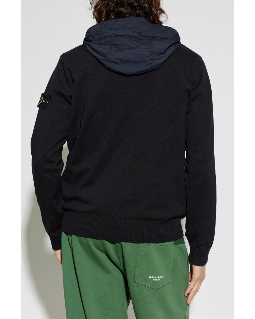 Stone Island Blue Jacket With Hood for men