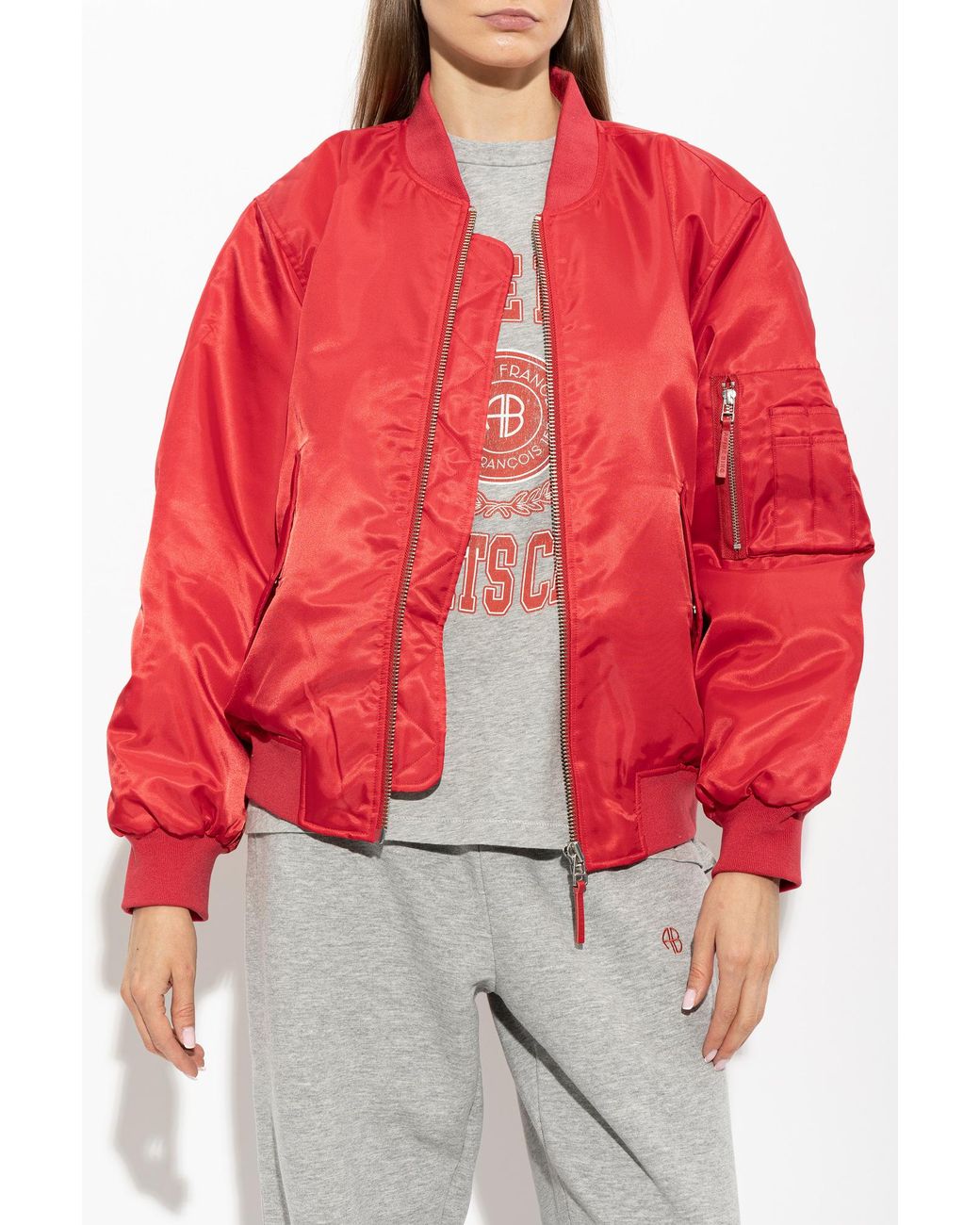 Anine Bing Red "Leon" Bomber Jacket