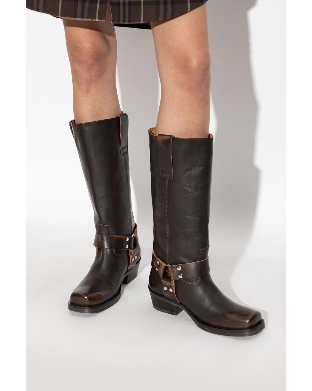 POSA Black Leather Heeled Boots 'Texas'