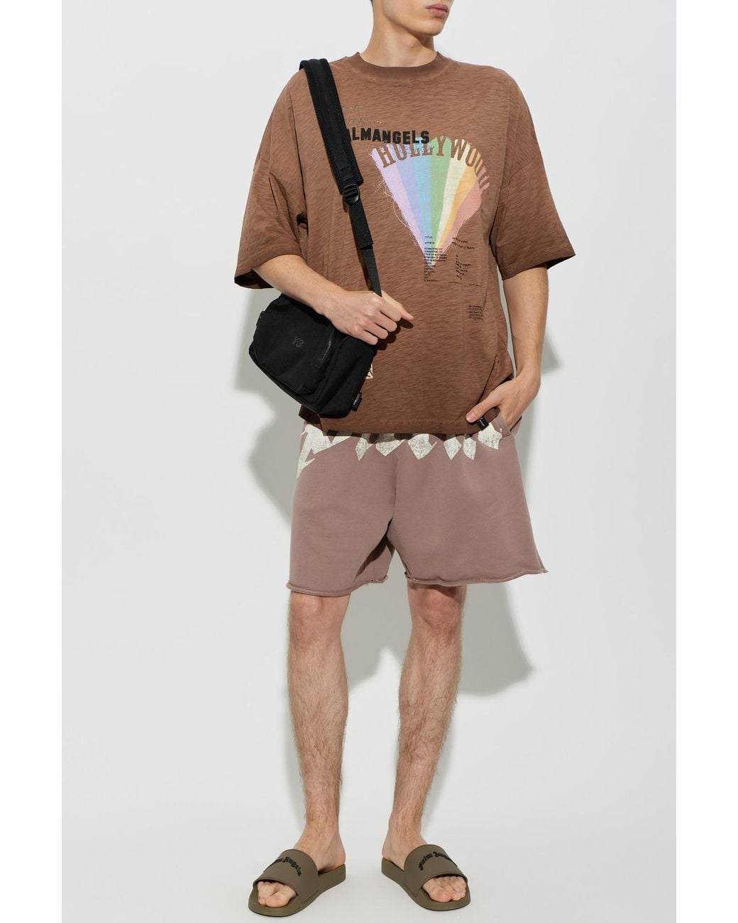 Palm Angels Pink Cotton Shorts With A 'Vintage' Effect for men