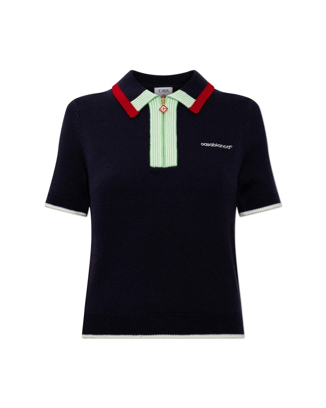 Casablanca Black Wool Polo Shirt With Embroidered Logo