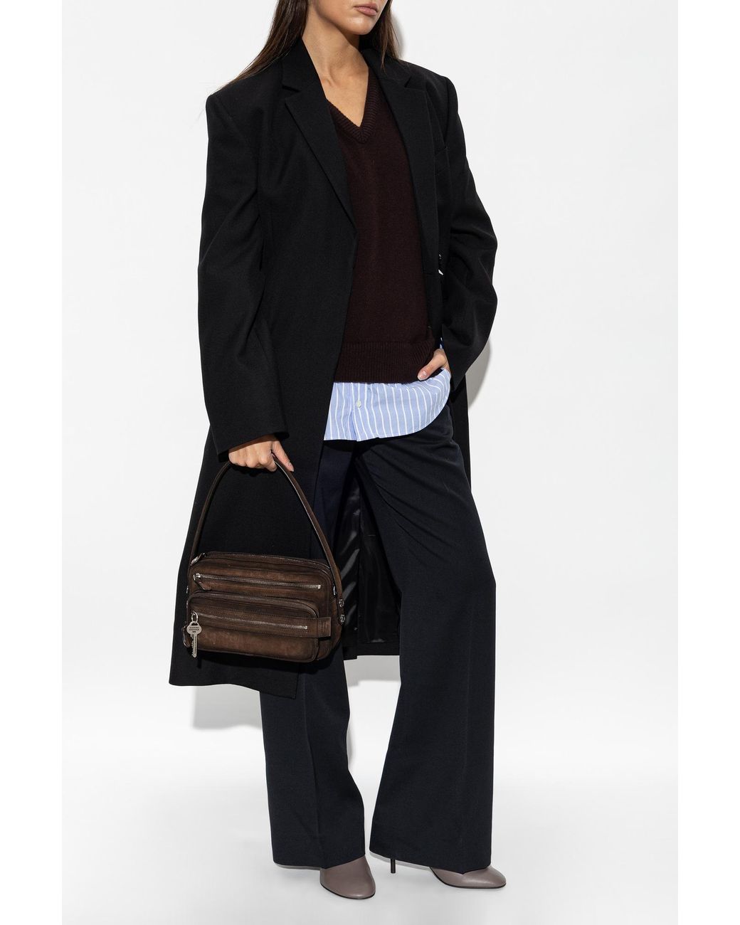Acne Black Wool Pleated Trousers