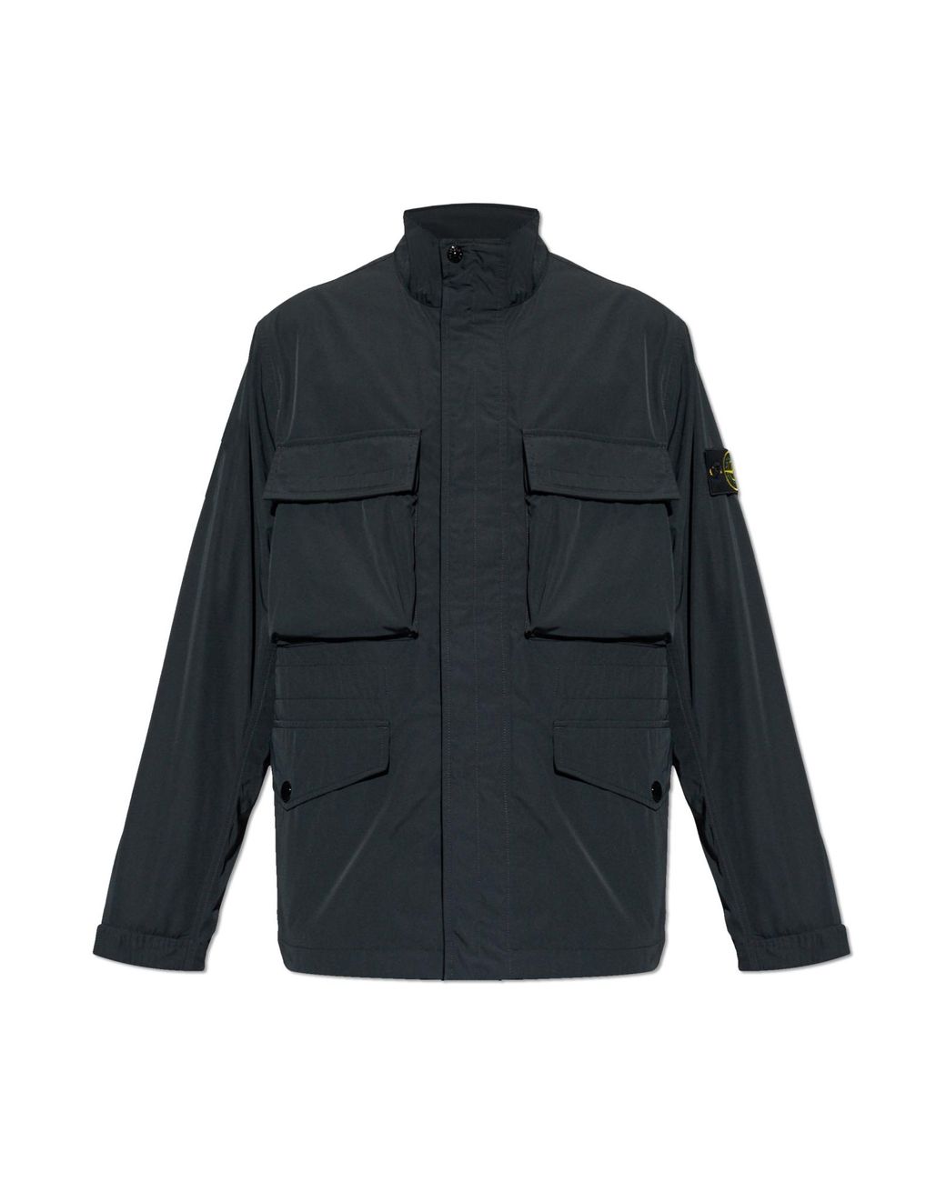 Stone Island Blue Lightweight Jacket With Stand-Up Collar for men