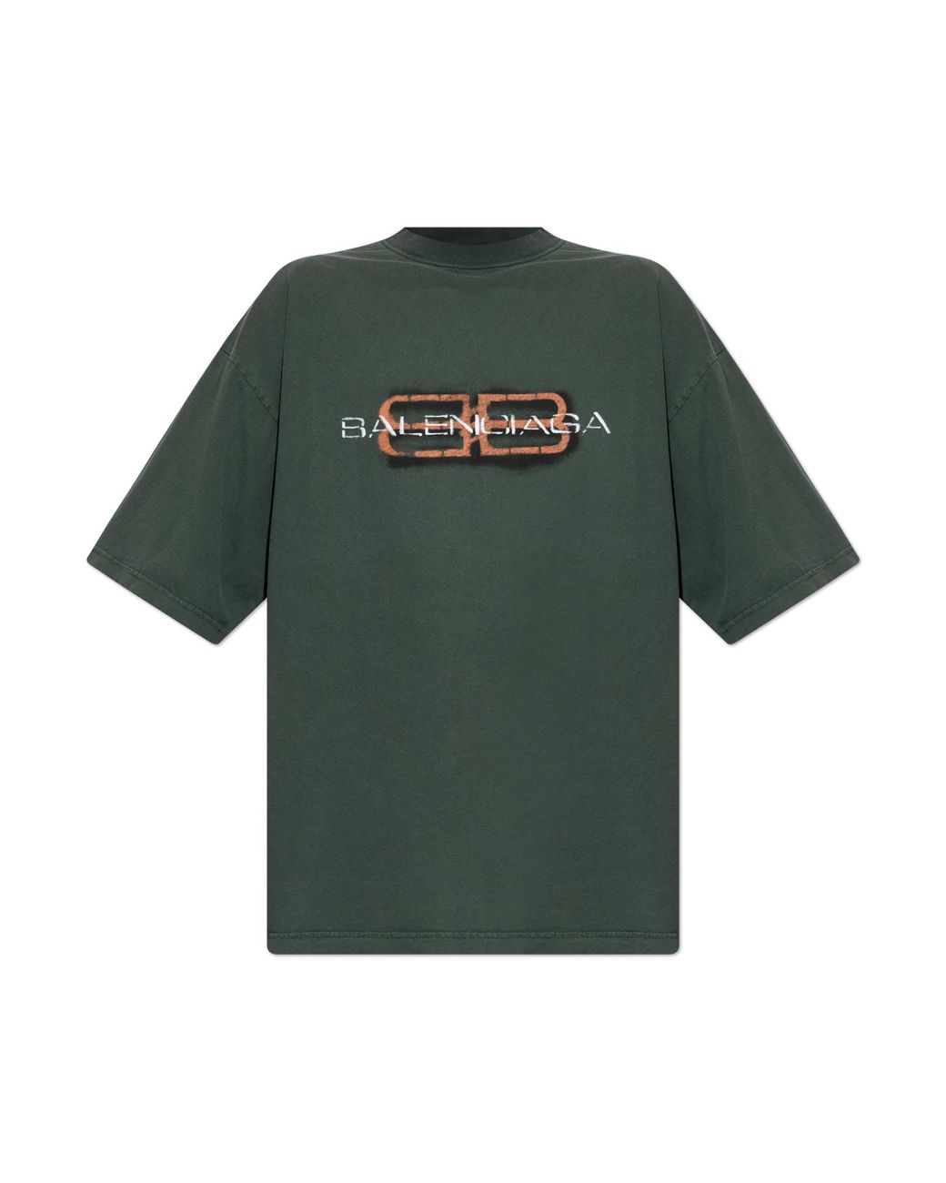 Balenciaga Green T-Shirt With Crumpled Effect for men