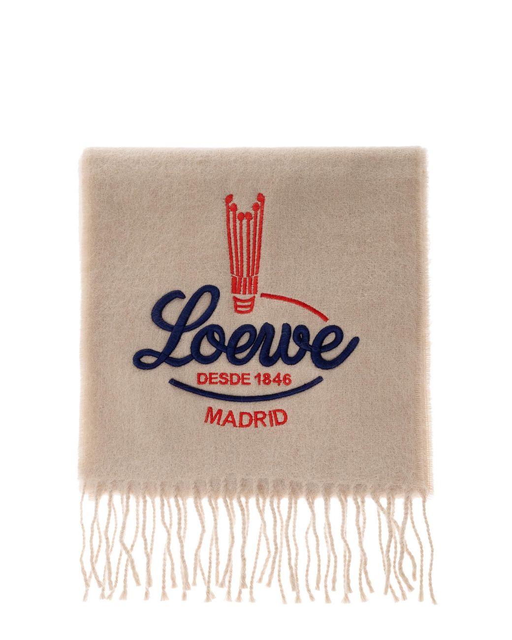 Loewe Natural Scarf With Embroidered Logo