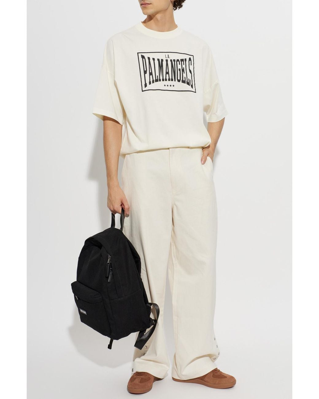 Palm Angels White T-Shirt With Print for men