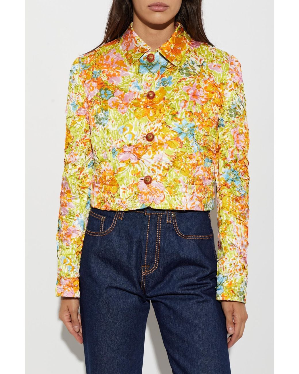 Versace Yellow Short Crinkled Jacket
