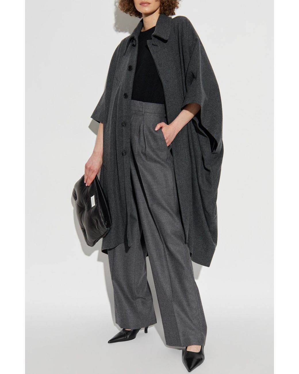 MM6 by Maison Margiela Black Coat With Wool Trim