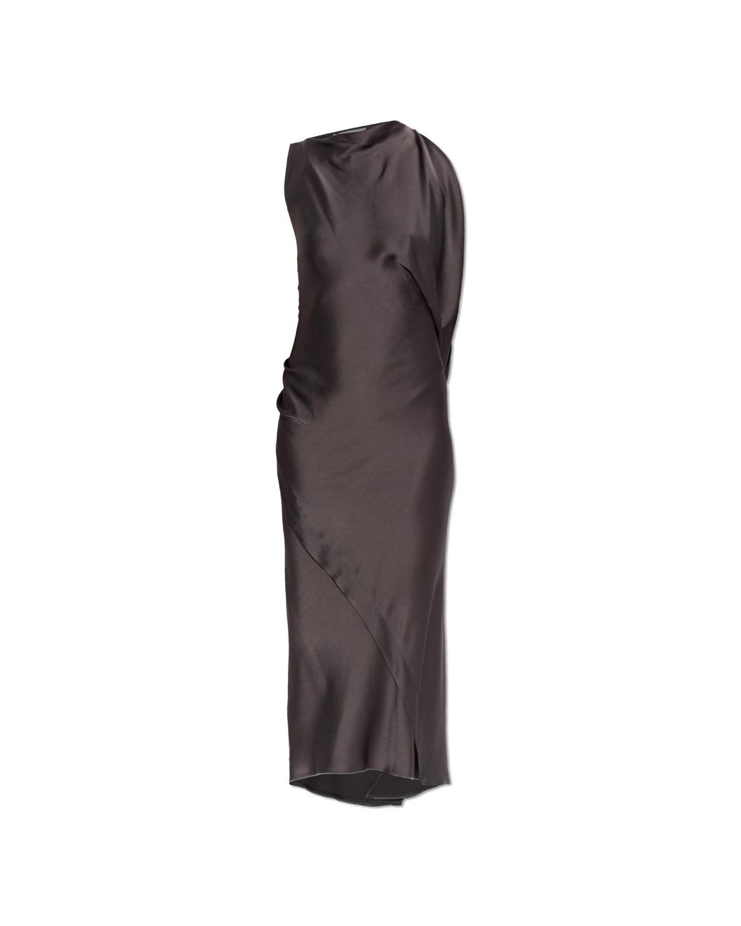 Victoria Beckham Gray Asymmetrical Dress With A Slit