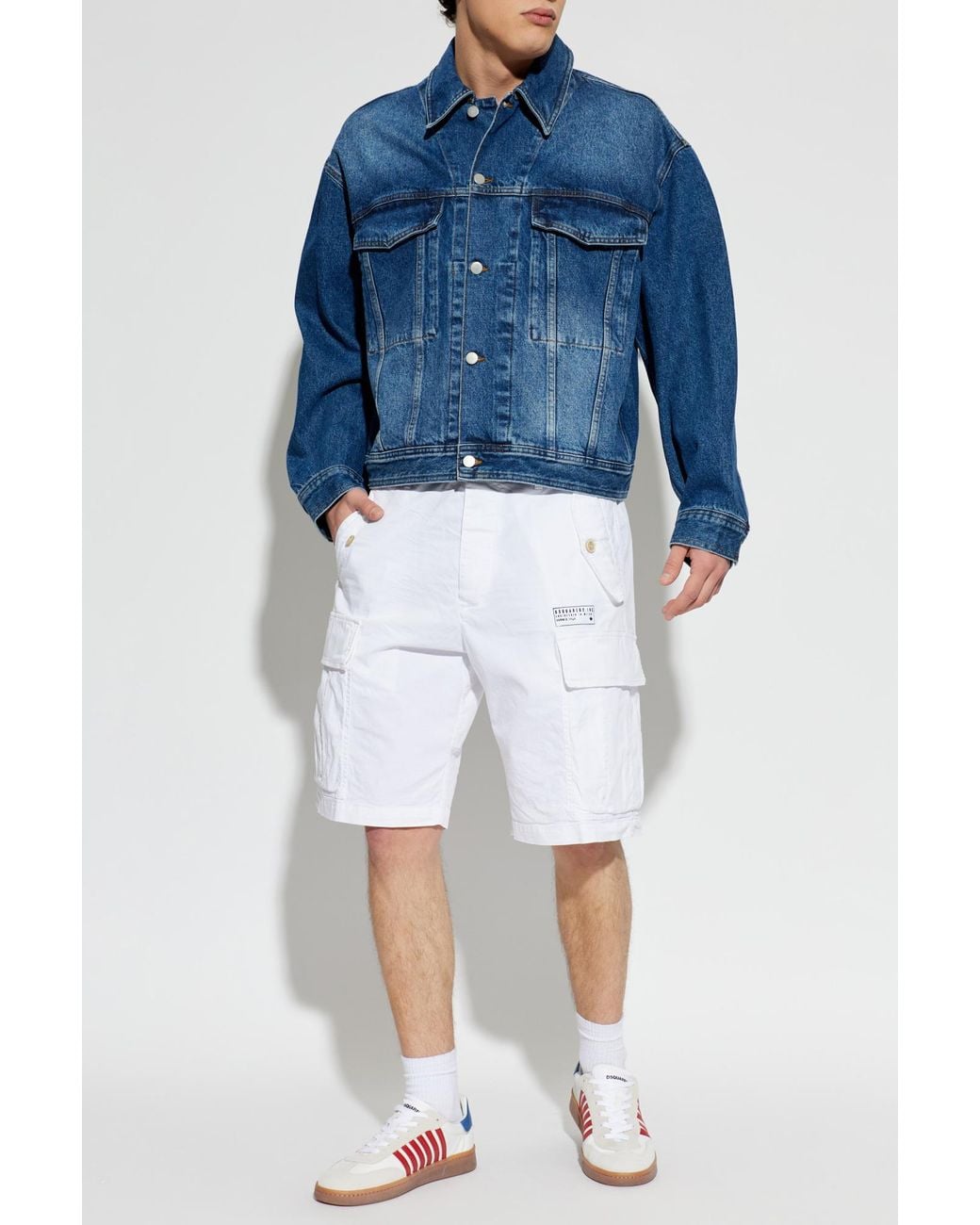 DSquared² White Cargo Shorts for men