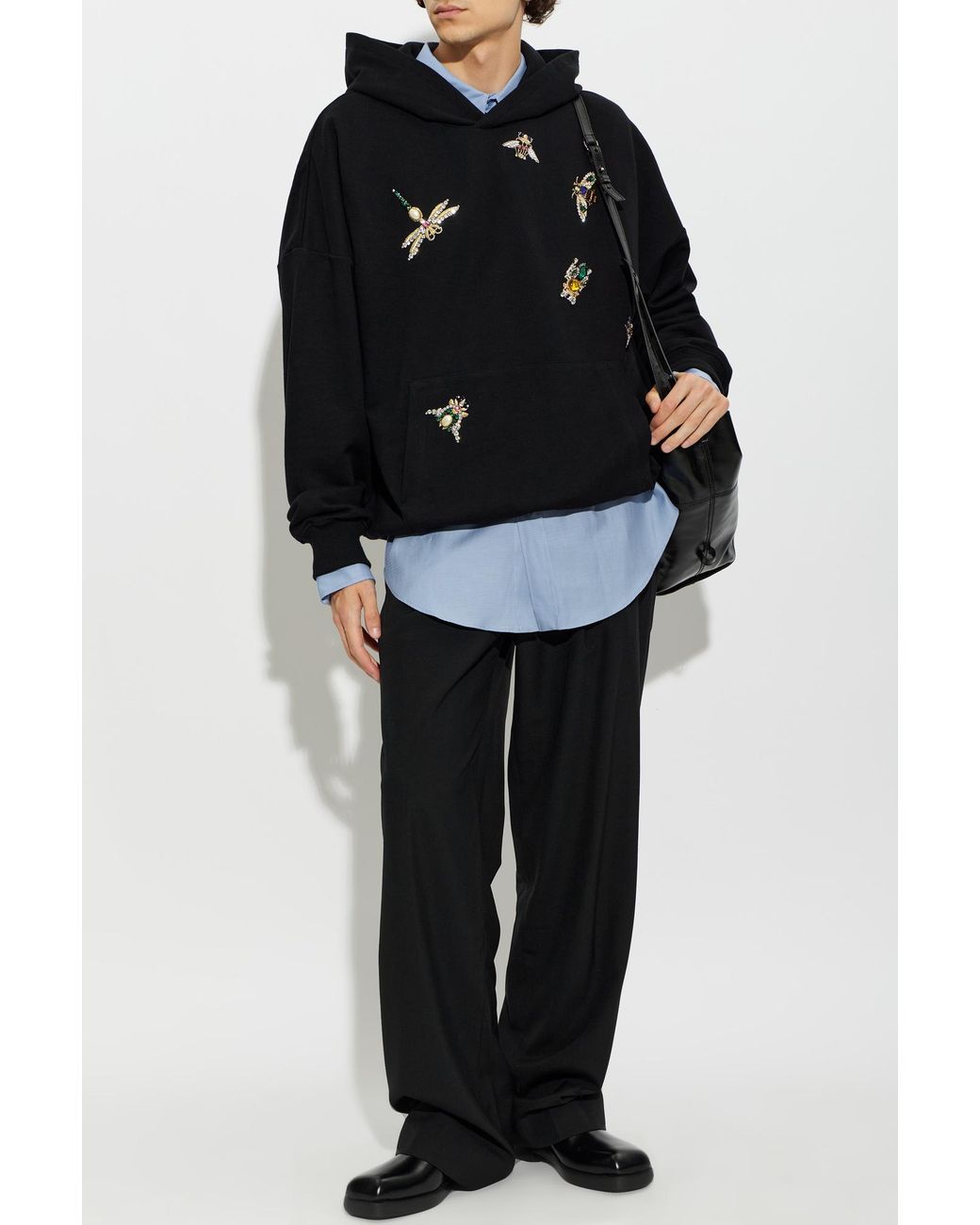 Balmain Black Sweatshirt With Appliqués for men