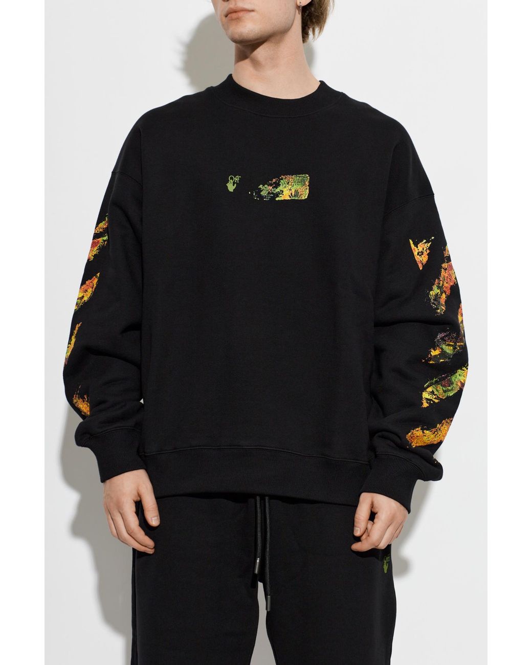 Off-White c/o Virgil Abloh Black Sweatshirt With A Multicolored Printed Logo for men