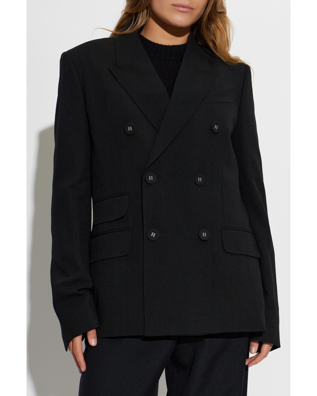 AMI Black Wool Blazer With Open Lapels