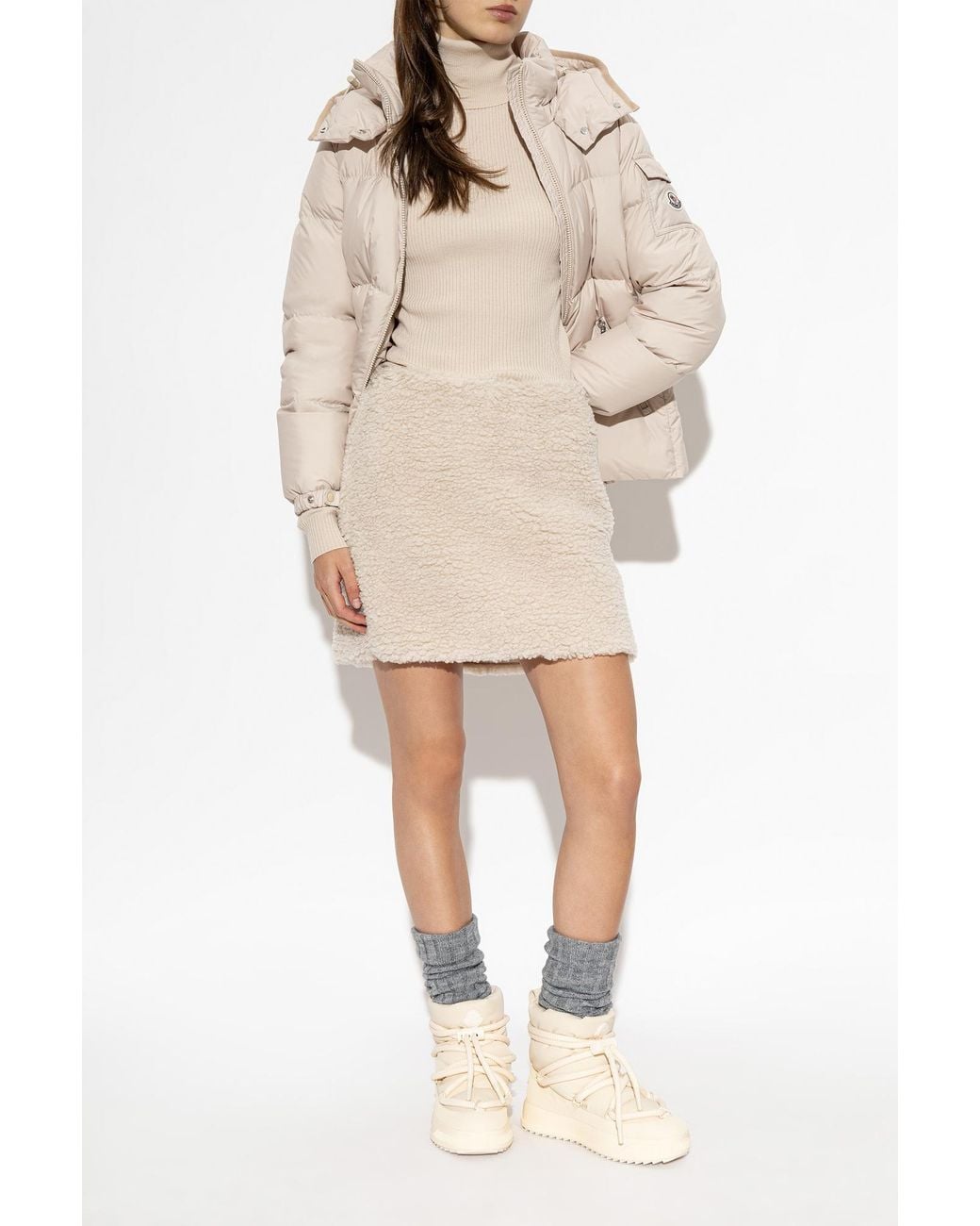 Moncler Natural Logo-Patch Mini Skirt