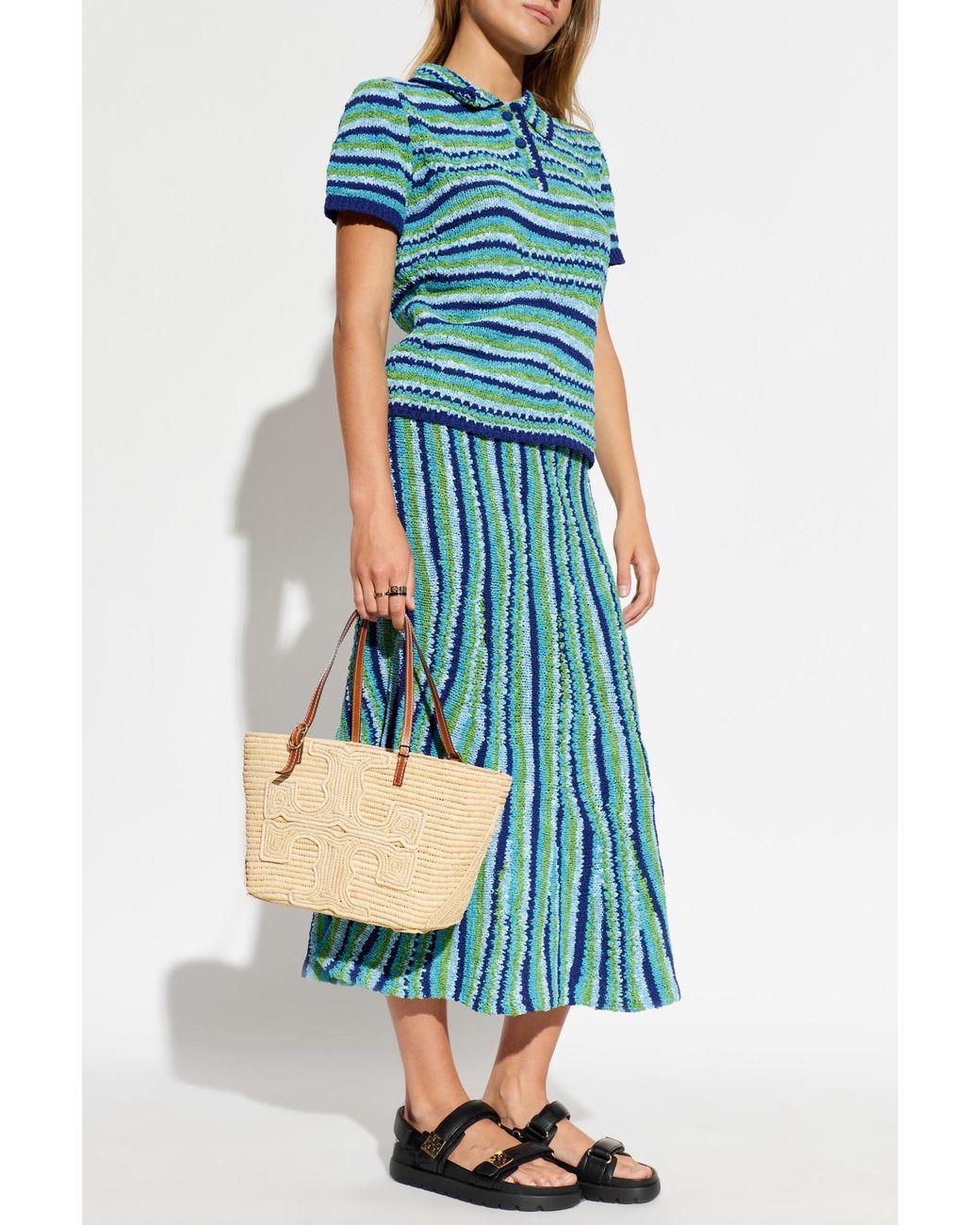 Tory Burch Blue Skirt With Decorative Weave