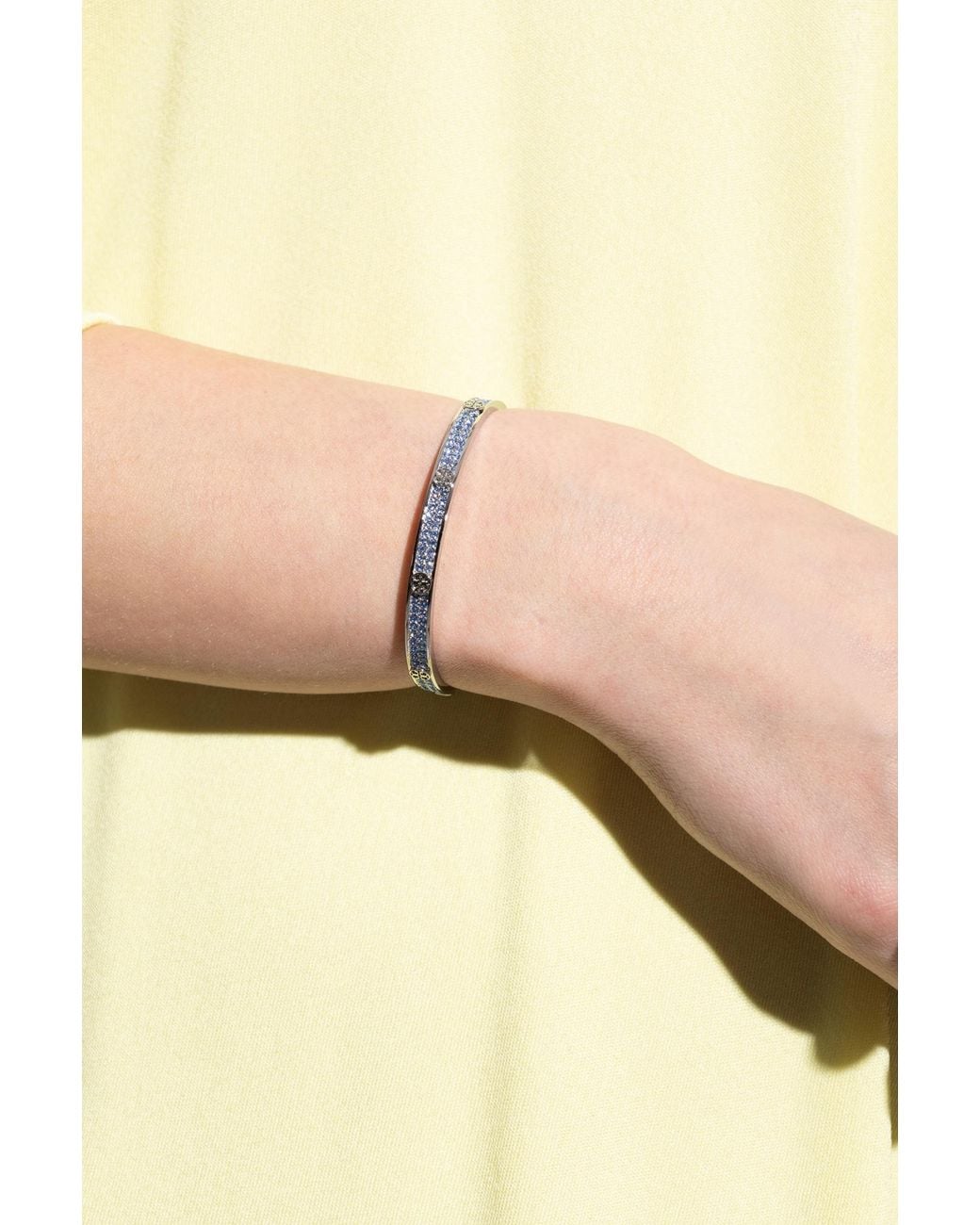 Tory Burch White Bracelet With Shimmering Crystals