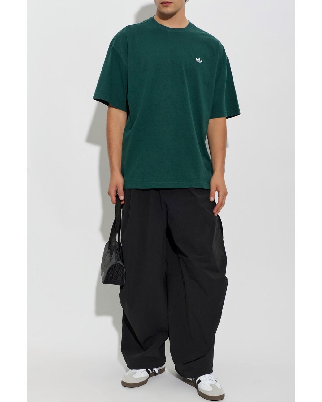 Adidas Originals Green T-Shirt With Embroidered Logo for men