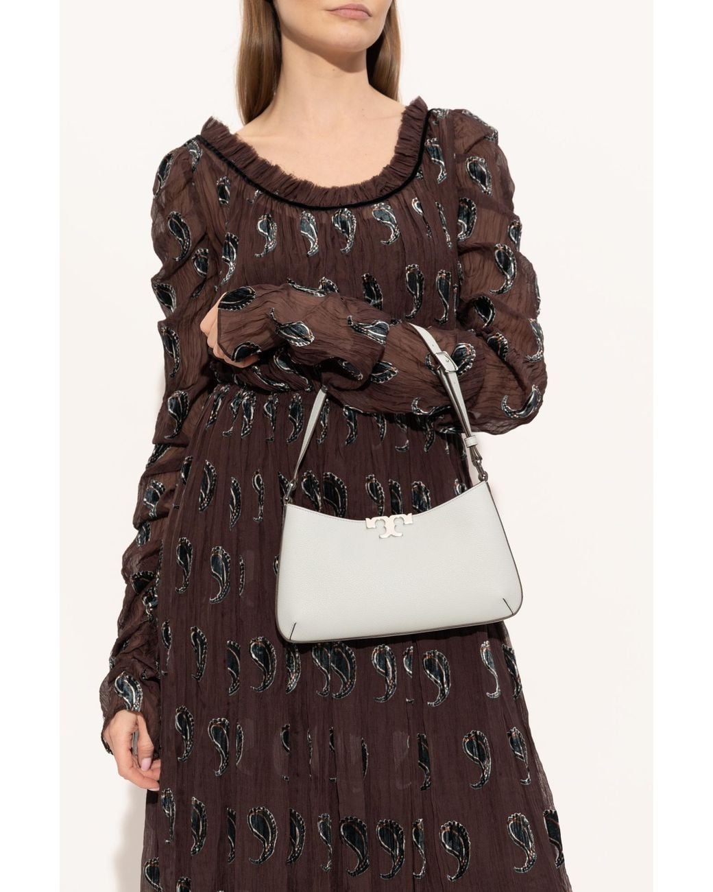 Tory Burch Gray "Eleanor Slim" Shoulder Bag