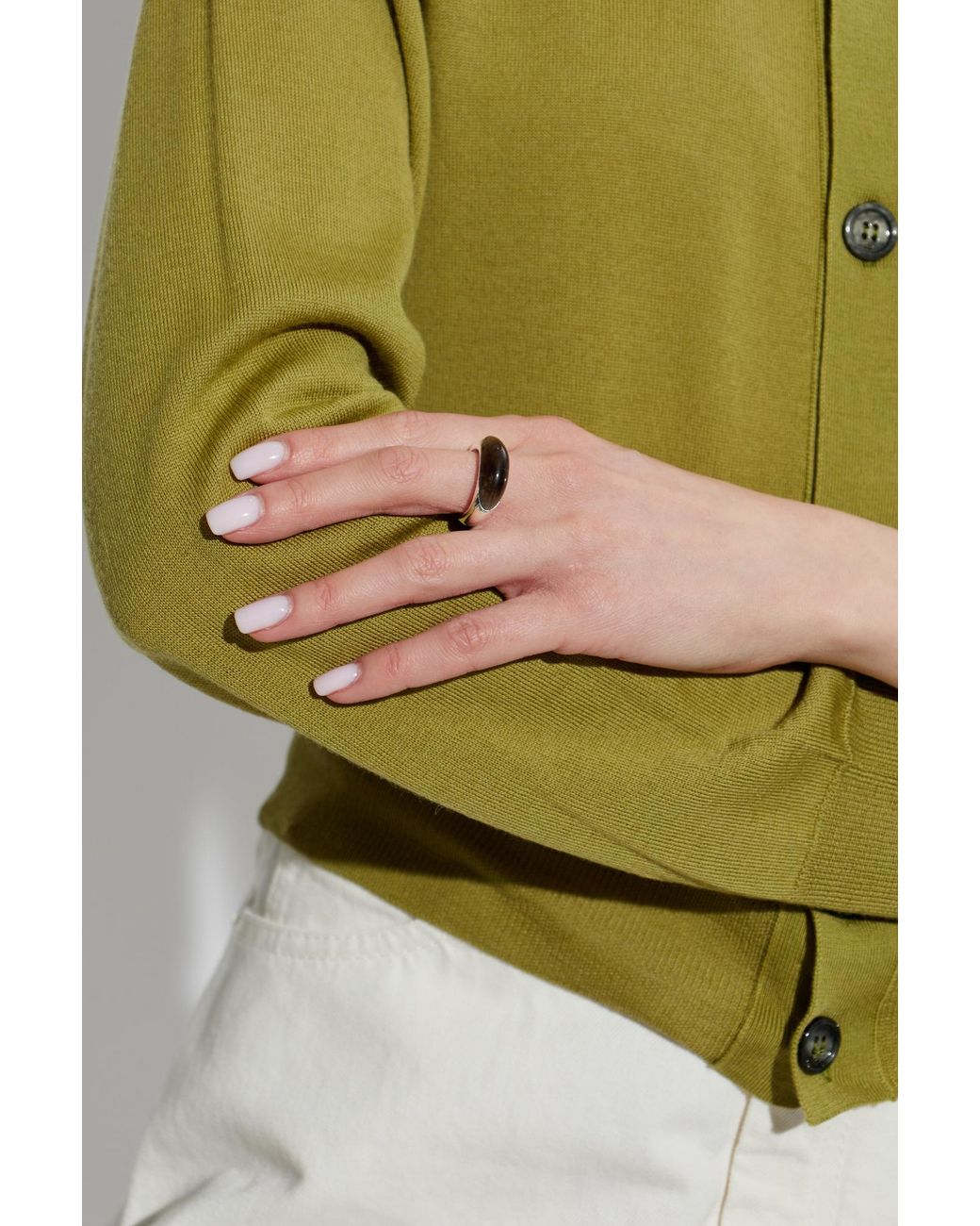 LIE STUDIO Metallic "Beatrice" Ring With A Semi-Precious Stone