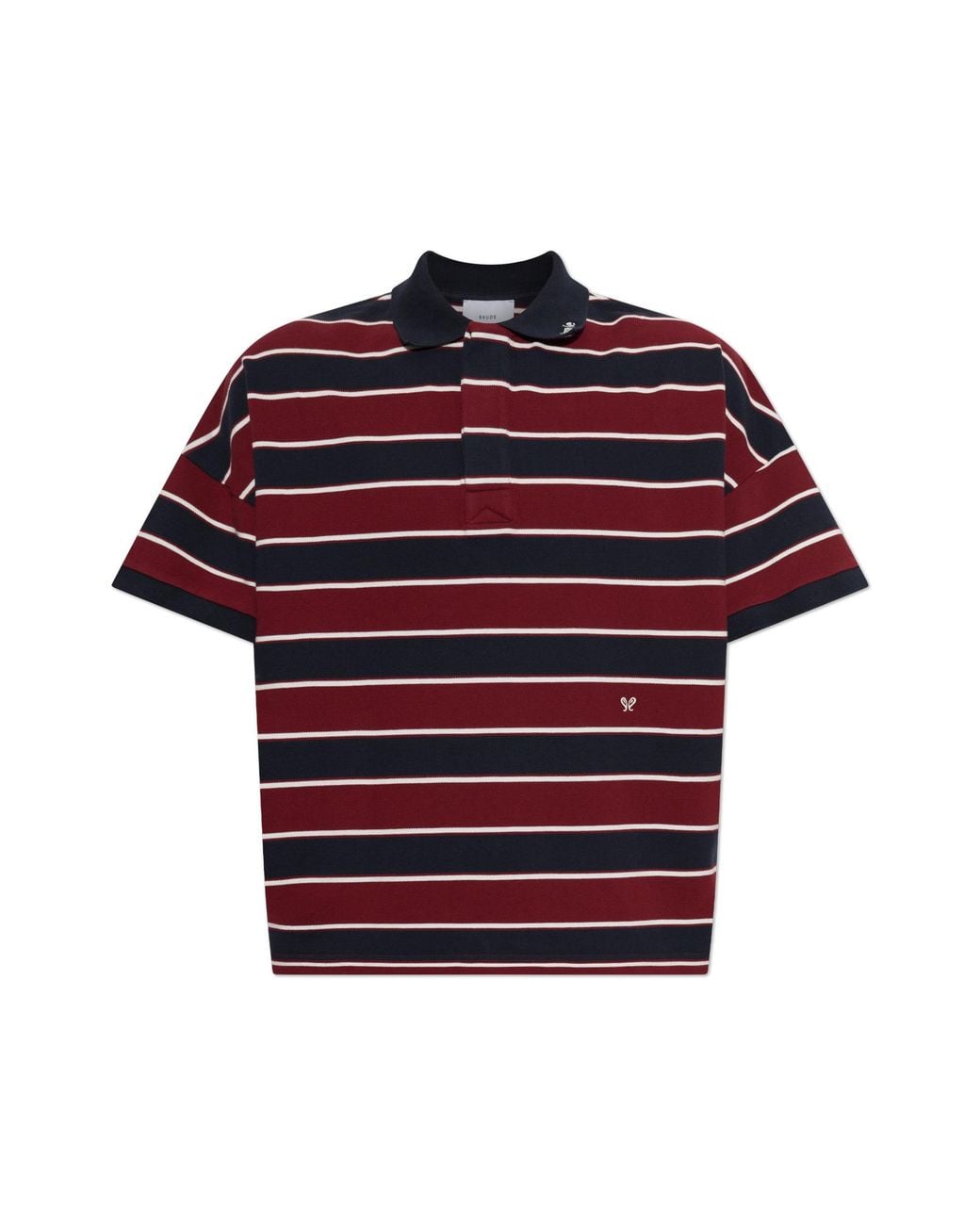 Rhude Red Striped Pattern Polo for men