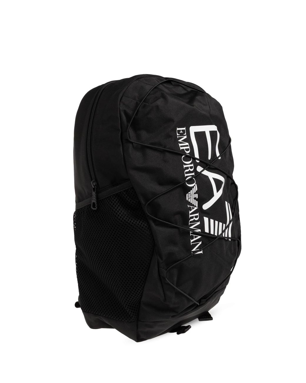 EA7 Black Backpack With Printed Logo