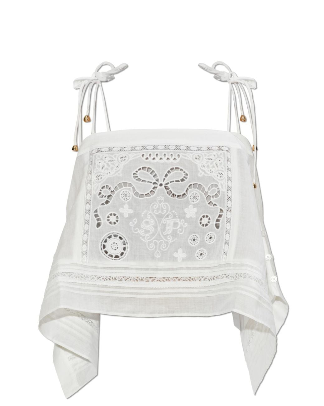 Self-Portrait White Short Openwork Top