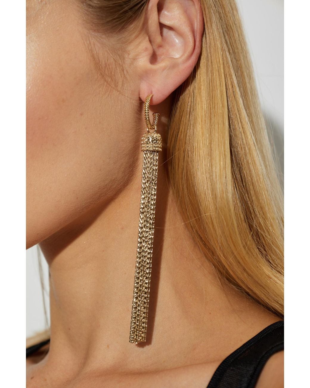 Balmain Metallic Brass Earrings With Tassels