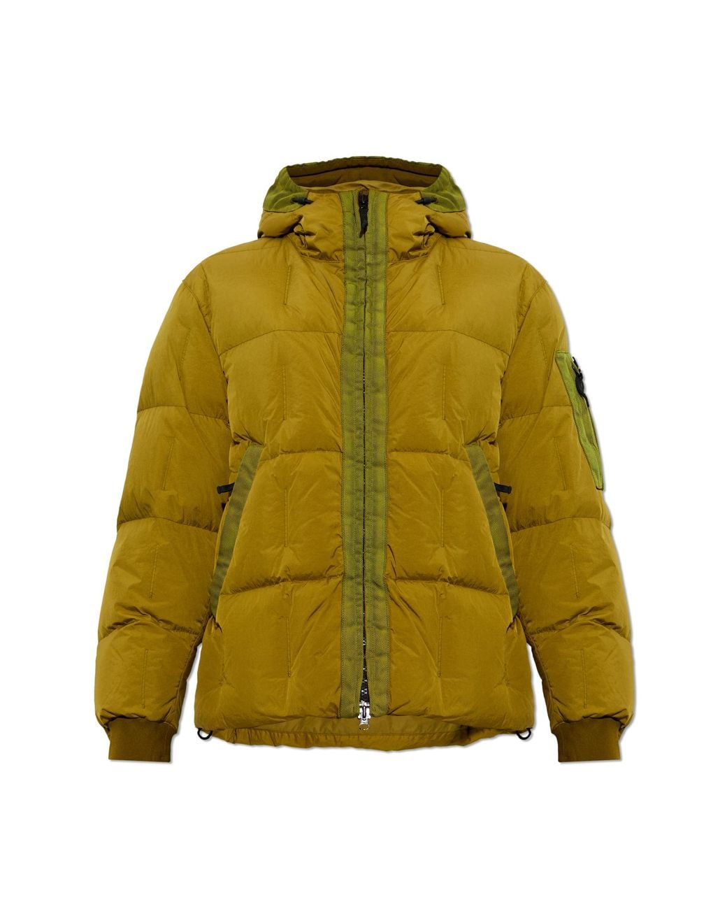 Stone Island Yellow Puffer Jacket With Hood for men