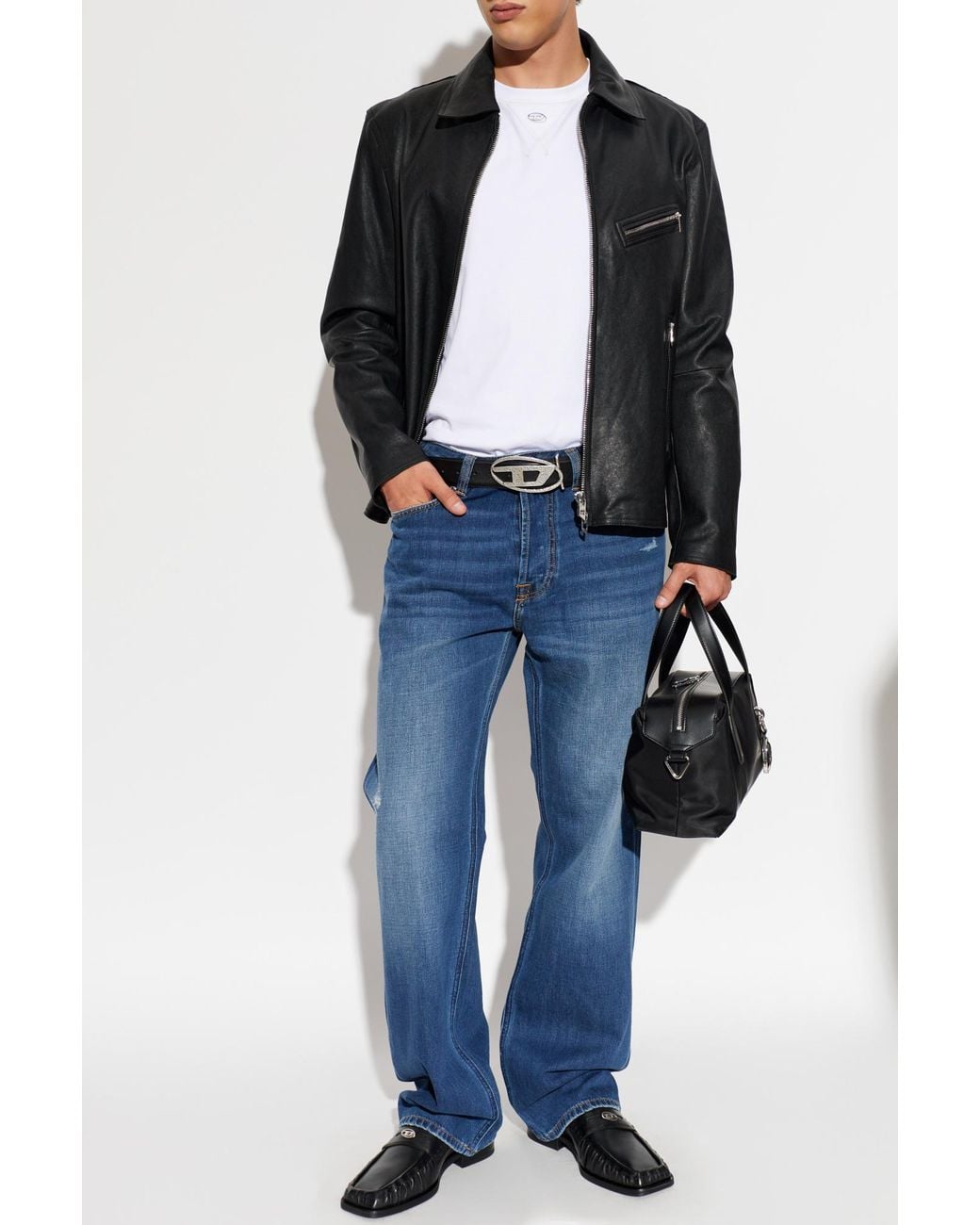 DIESEL White T-Shirt 'T-Madjust-Ls-Tr' for men