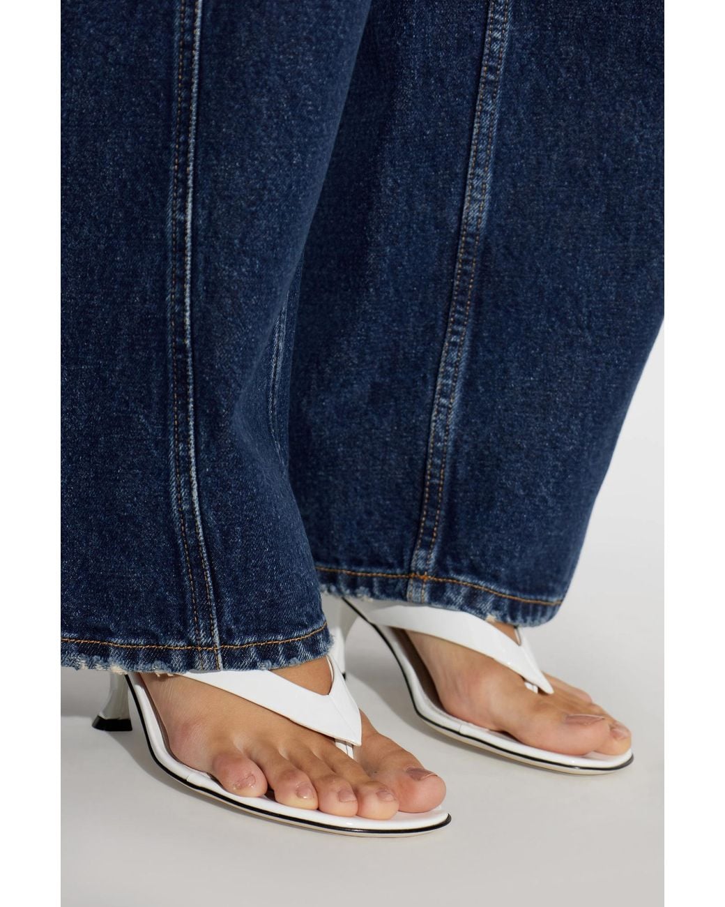Dolce & Gabbana White Leather Heeled Mules