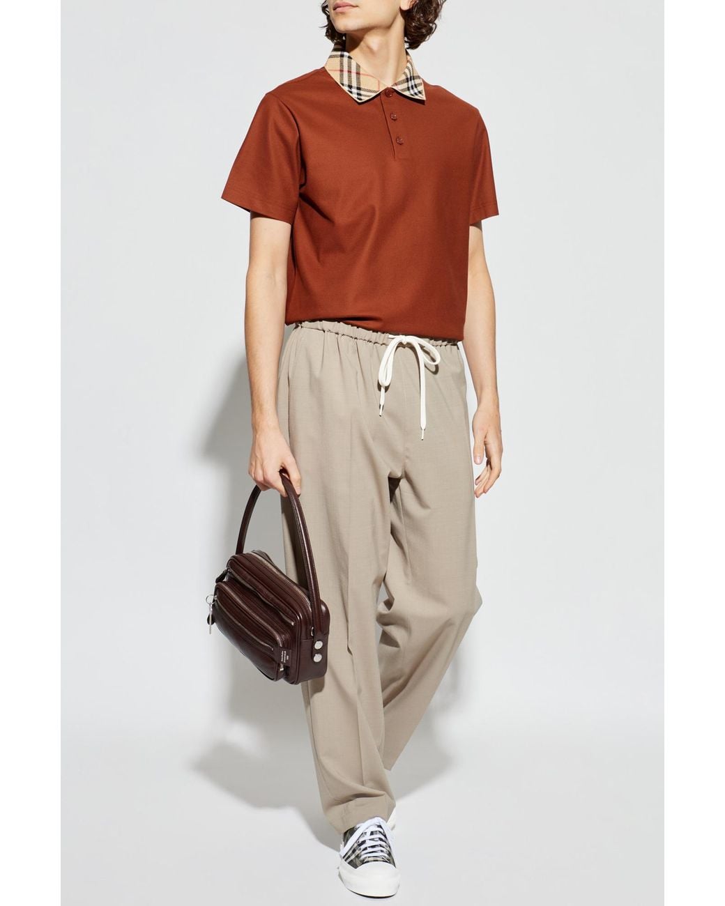 Burberry Orange Cotton Polo Shirt for men