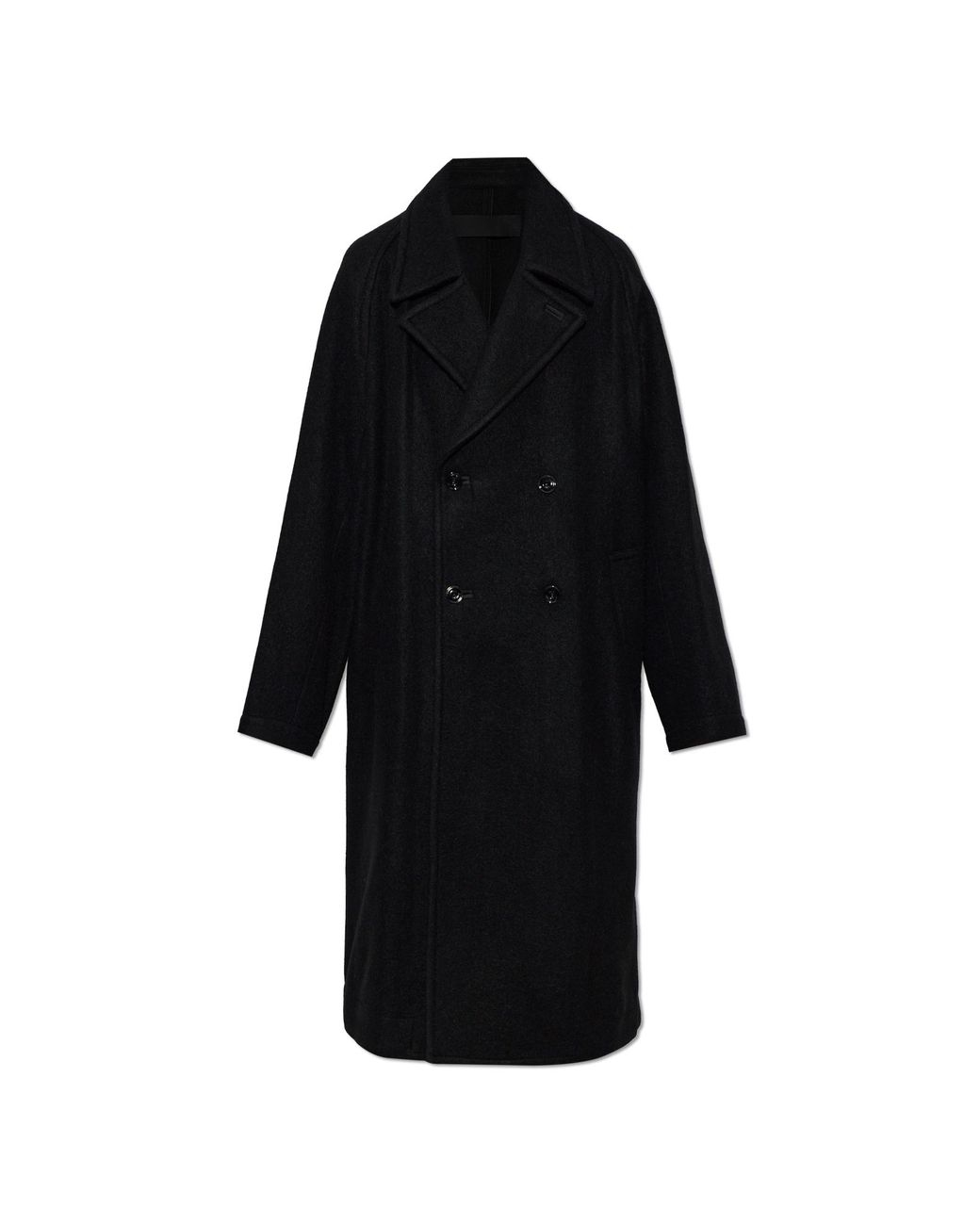 Lemaire Black Double-Breasted Wool Coat