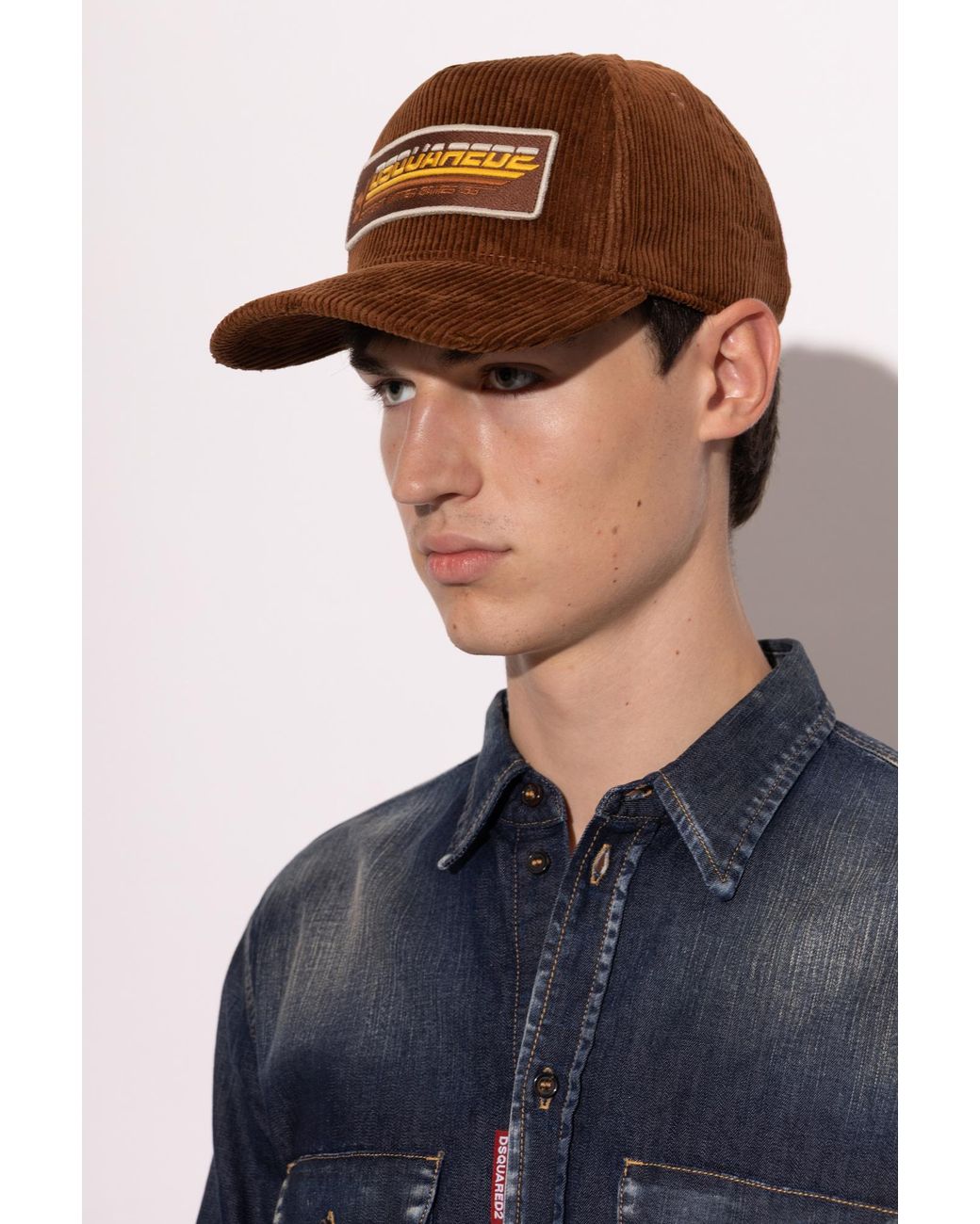 DSquared² Brown Corduroy Baseball Cap for men