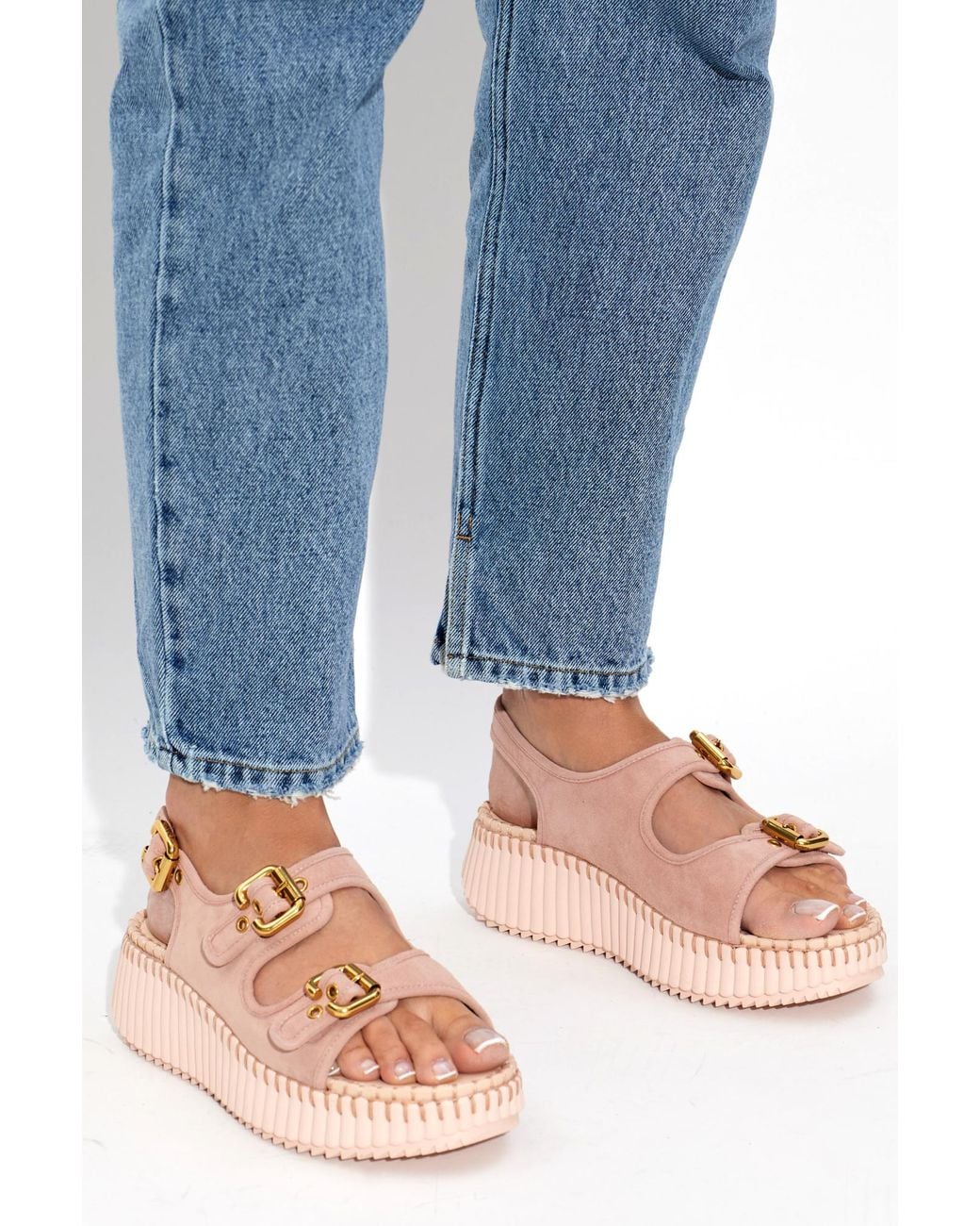 Chloé Pink 'Nama' Platform Sandals