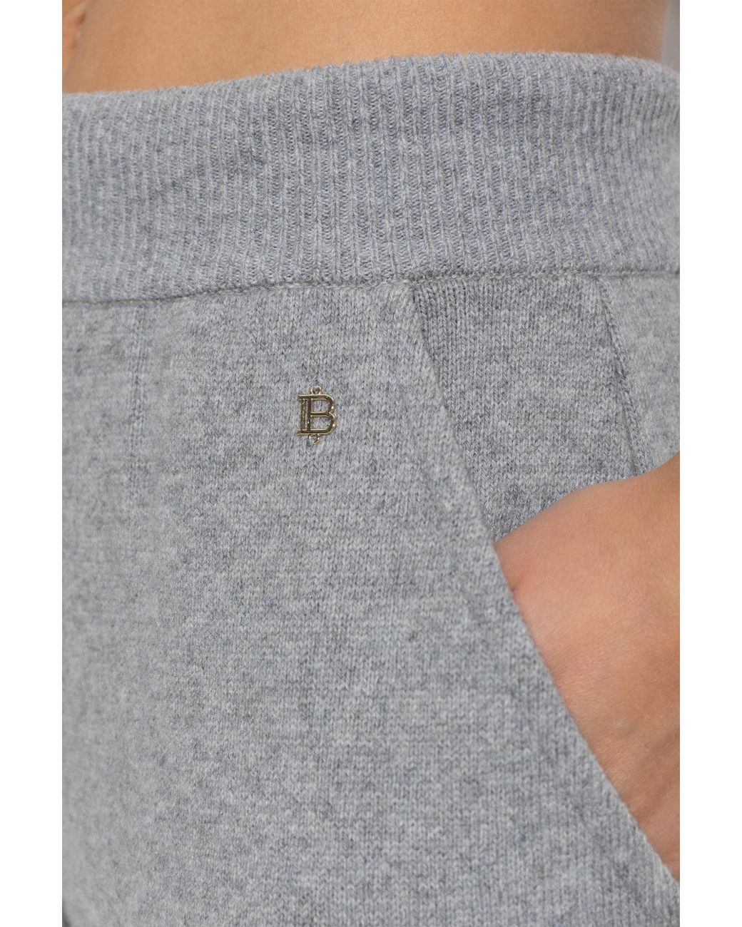 Balmain Gray Wool Trousers With Logo