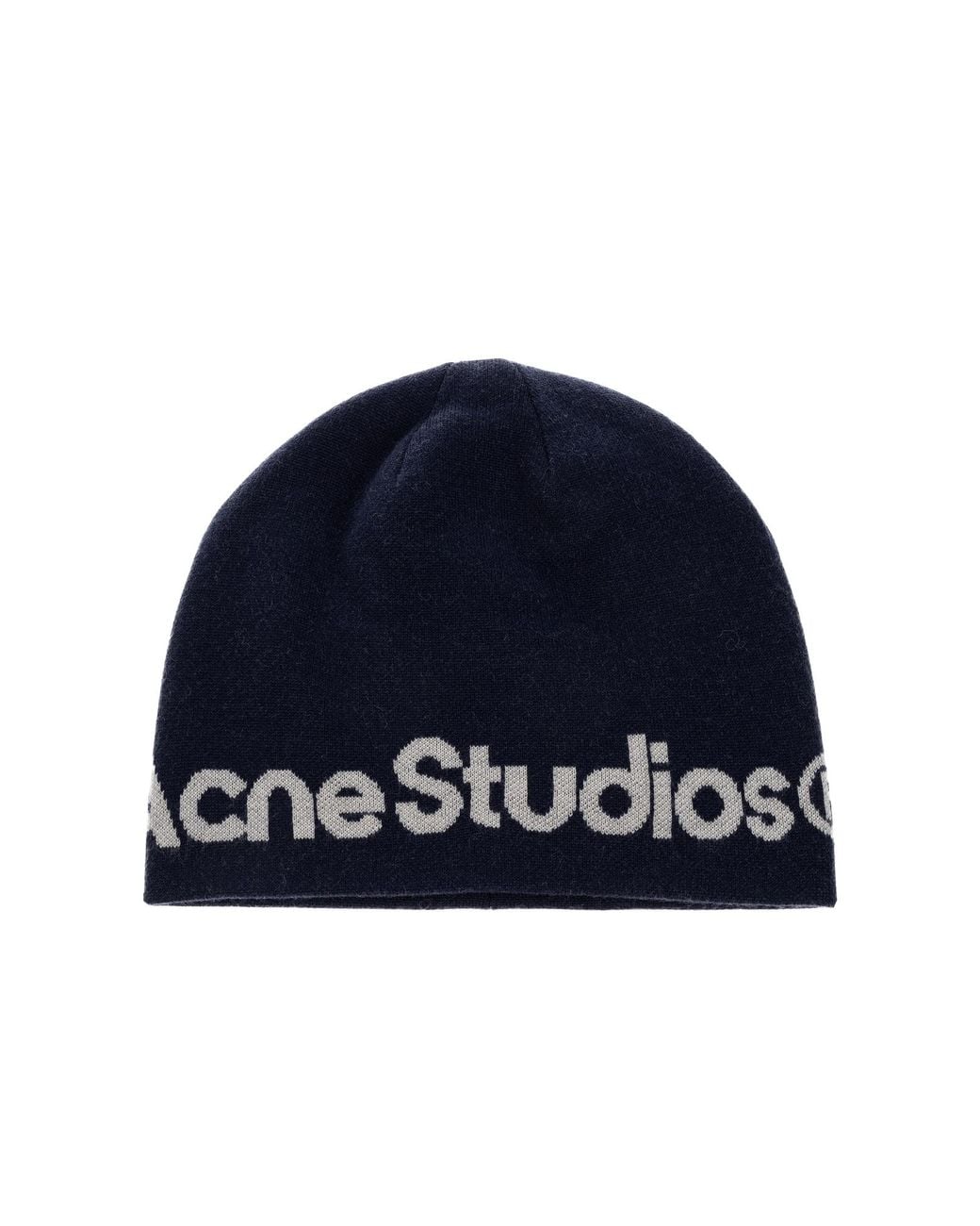 Acne Blue Wool Beanie With Logo
