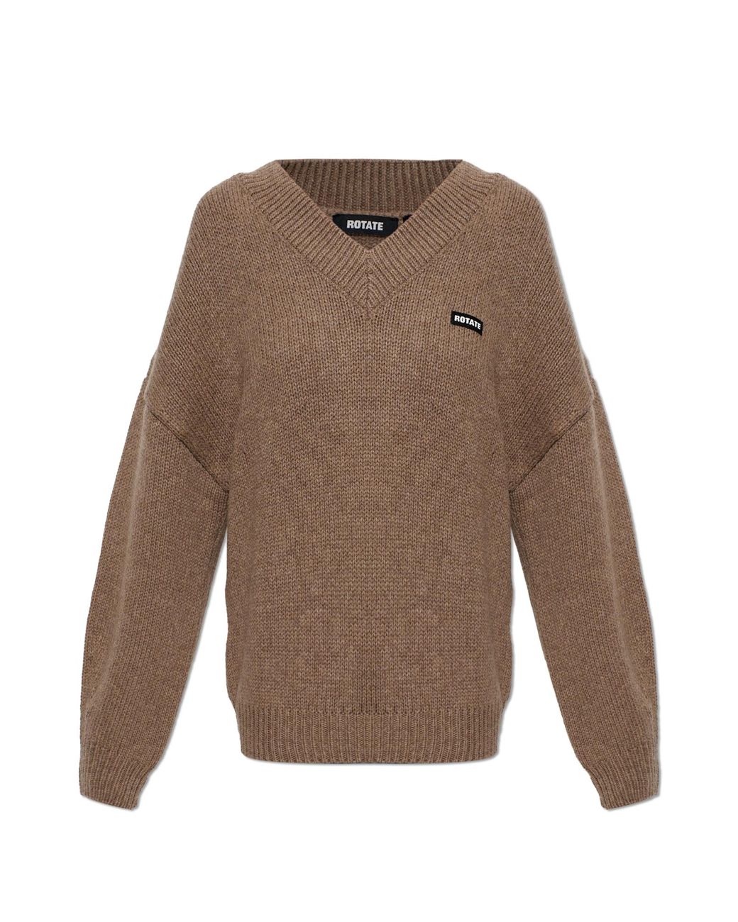 ROTATE BIRGER CHRISTENSEN Natural Sweater With Logo Patch